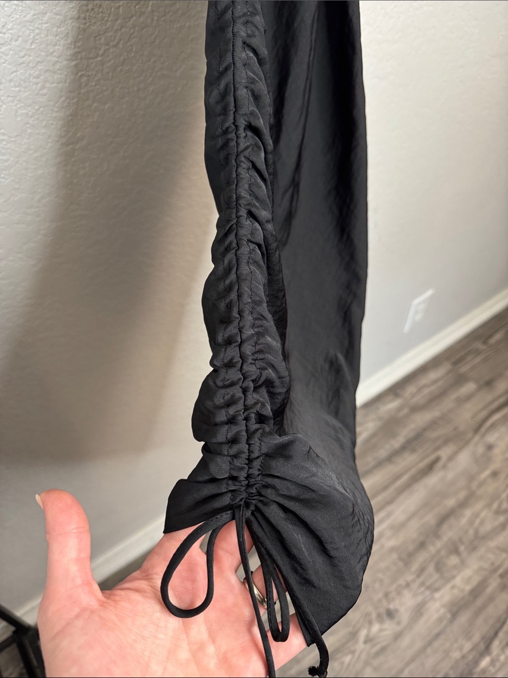 Free People Slip Dress Side Ruching Black Sz Small Spaghetti Strap Day to Night - Picture 8 of 10